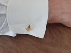 Gold-plated silver cufflinks with oval green gemstone – Peacock Tail