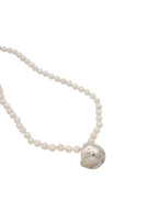 Handmade necklace with Akoya pearls and silver shell - Echoes of the Sea