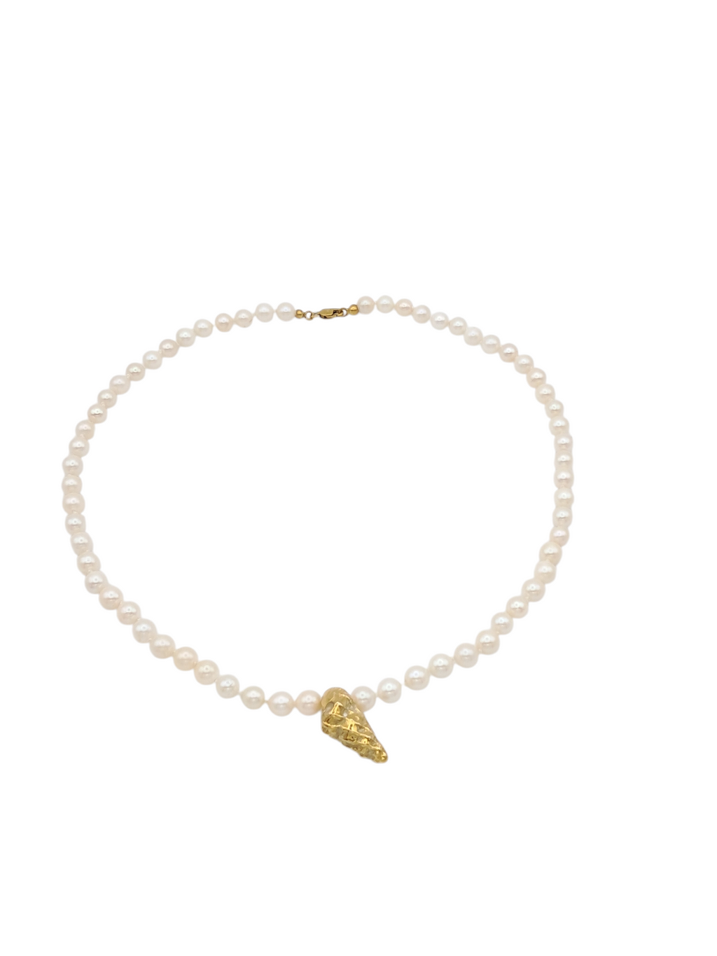 Akoya parelketting met gouden schelp - Echoes of the Sea
