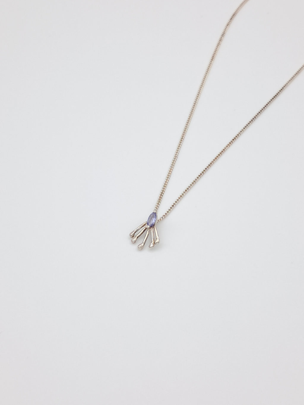 Silver necklace with blue gemstone - Peacock Tail