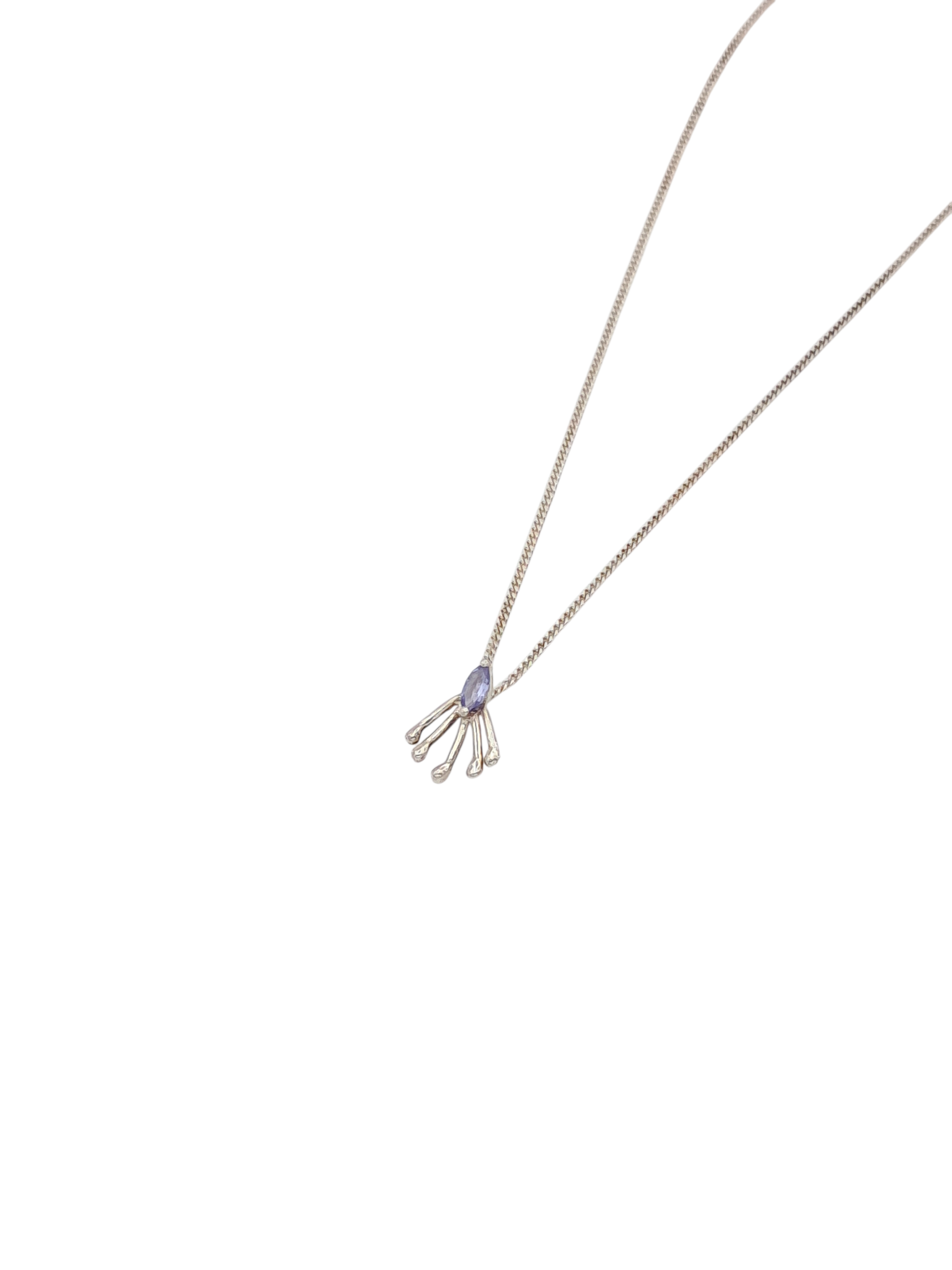 Zilveren ketting met blauwe edelsteen - Peacock Tail