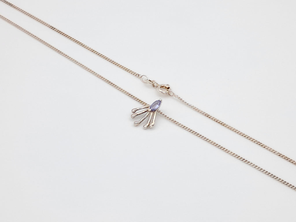 Silver necklace with blue gemstone - Peacock Tail