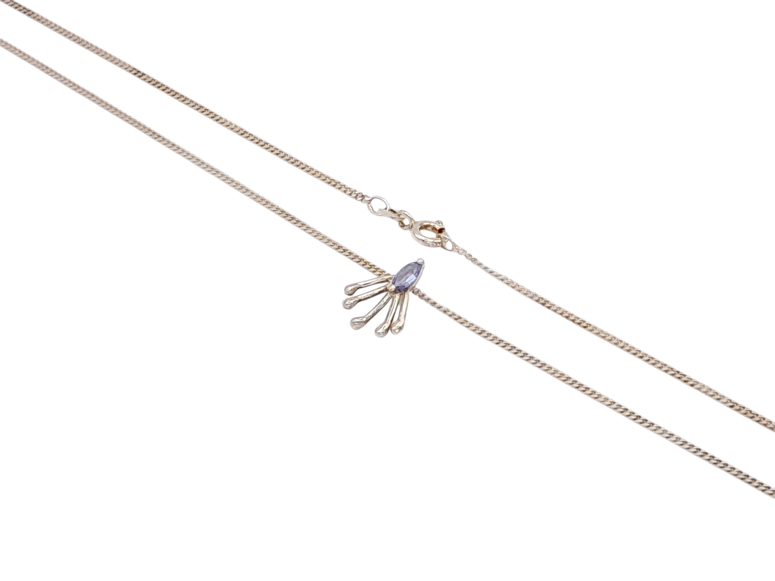 Zilveren ketting met blauwe edelsteen - Peacock Tail