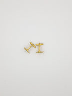 Gold-plated silver cufflinks with oval green gemstone – Peacock Tail