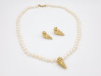 Akoya pearl necklace with gold shell - Echoes of the Sea