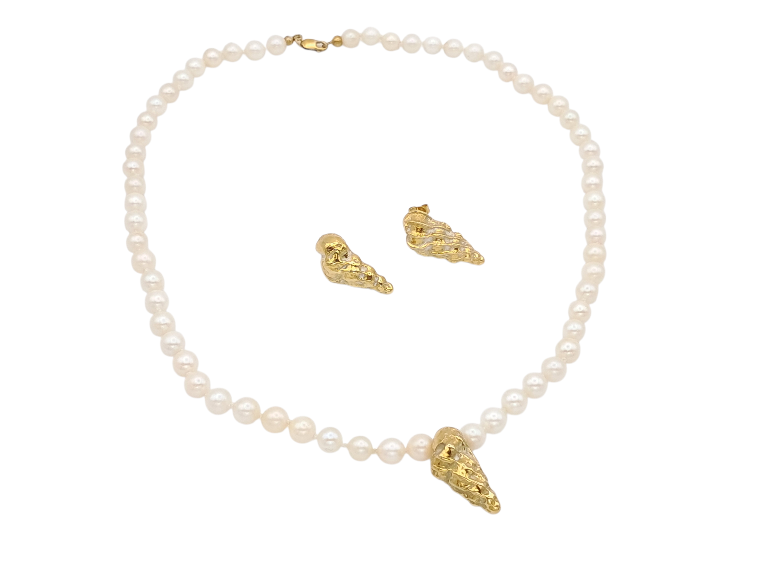 Akoya parelketting met gouden schelp - Echoes of the Sea