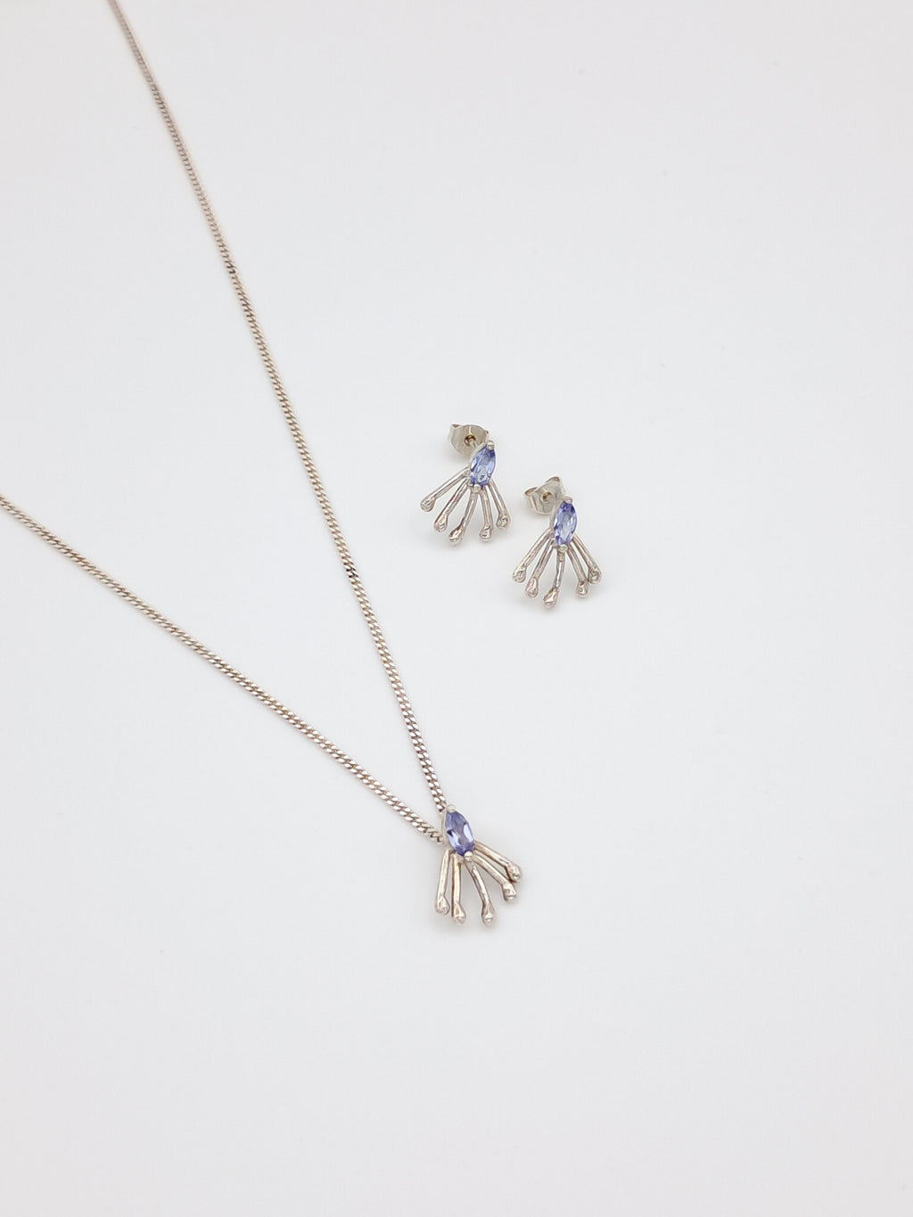 Silver necklace with blue gemstone - Peacock Tail