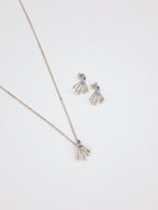 Silver necklace with blue gemstone - Peacock Tail