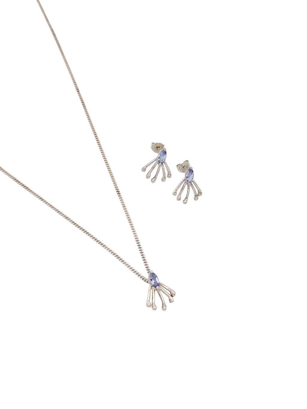 Zilveren ketting met blauwe edelsteen - Peacock Tail