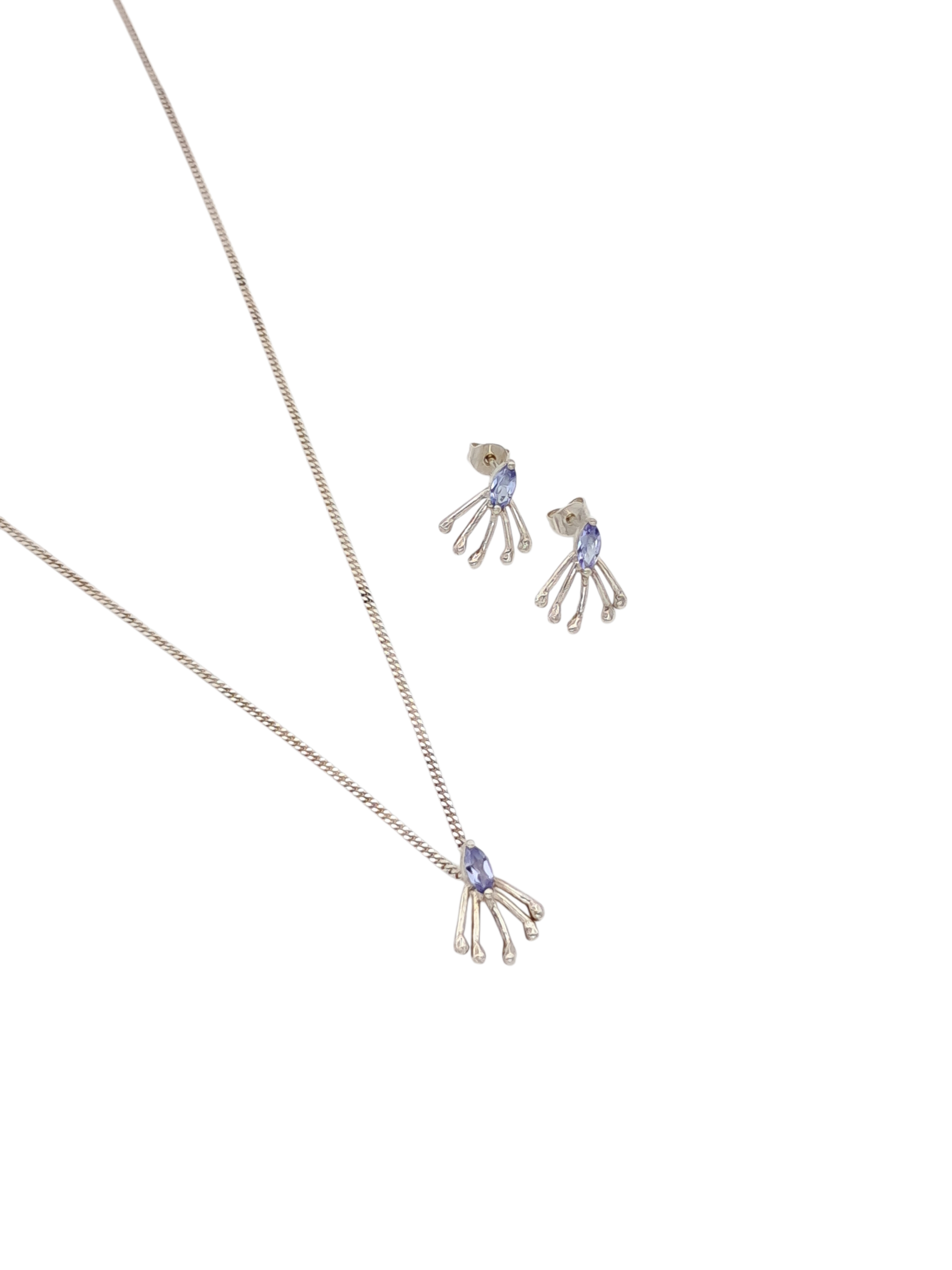 Zilveren ketting met blauwe edelsteen - Peacock Tail