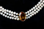Pearl Necklace with central Citrine